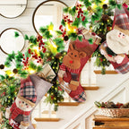 Battery Operated Pine Cone Christmas Lights - LED Garland w/ Red Berries & Pine Branches