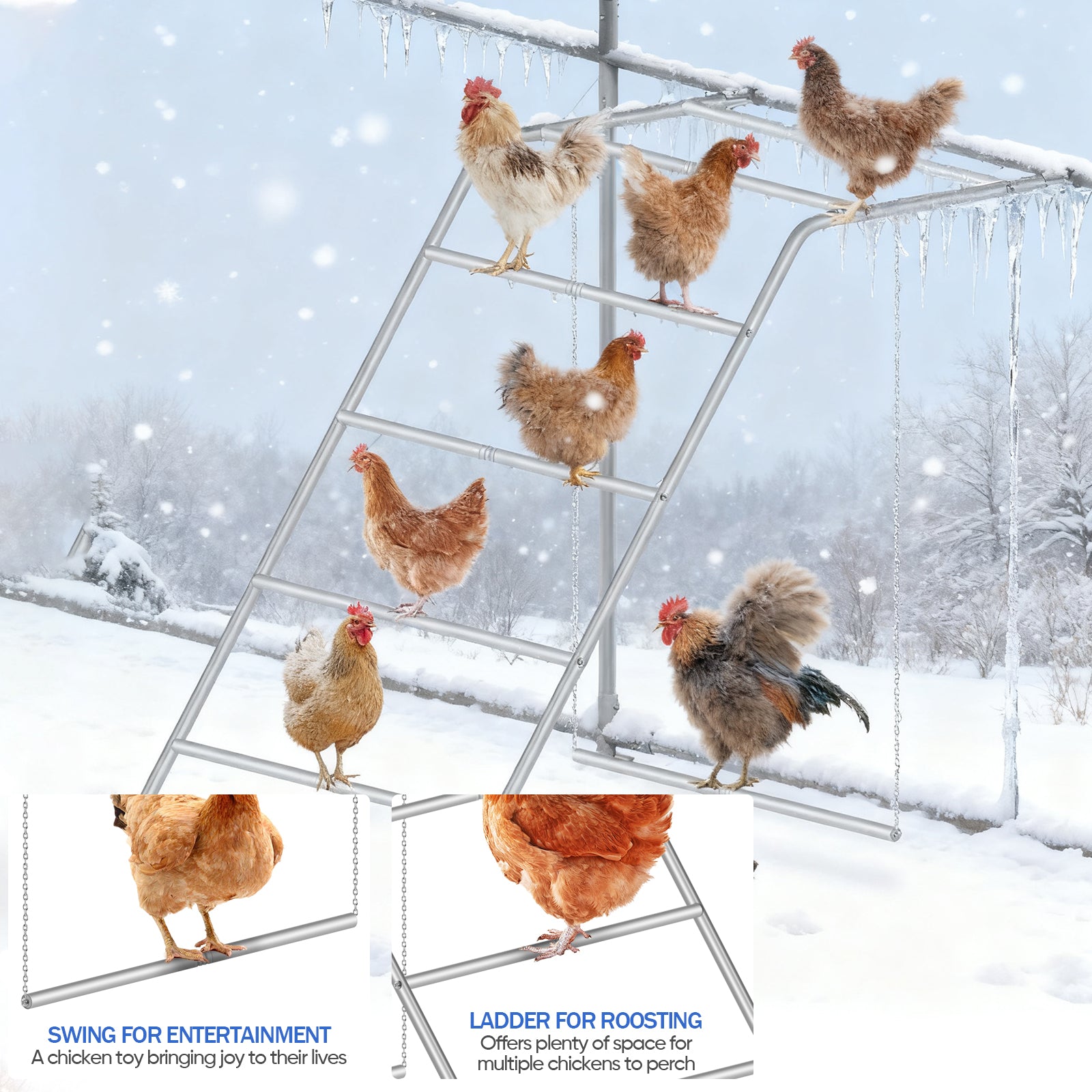 Simple with Swing Chicken Climbing Frame, Chicken Perch, Henhouse Climbing Frame, Applicable To Farms, Backyards