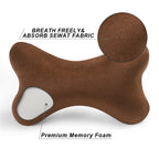 Bone Shaped Memory Foam Car Neck Pillow, Ergonomic Plush Cervical Support Headrest Pillow for Car Truck Bus Office Chair Sofa, Comfort Travel Neck Pillow for Long Driving Road Trips Airport Commuters Truck Drivers, Brown/Beige/Blue/Gray