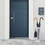 Modern Metal Umbrella Stand - Round White Umbrella Holder Rack with Drip Tray and Hooks for Entryway