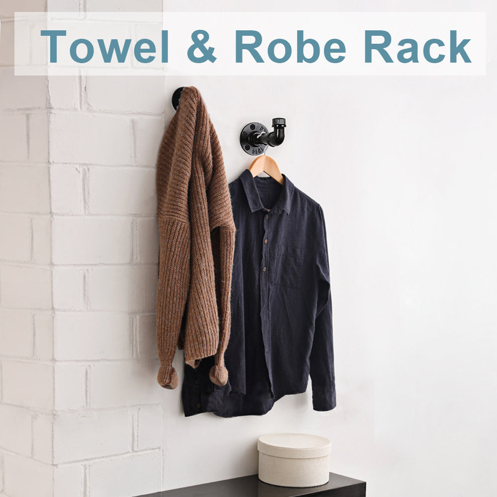 4-Piece Industrial Pipe Bathroom Hardware Set, Wall Mounted Towel Bar and Toilet Paper Holder, Rustic Black Metal Accessories for Farmhouse,