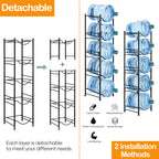 5-Tier Heavy Duty Black Metal Water Jug Storage Rack for 5-Gallon Bottles