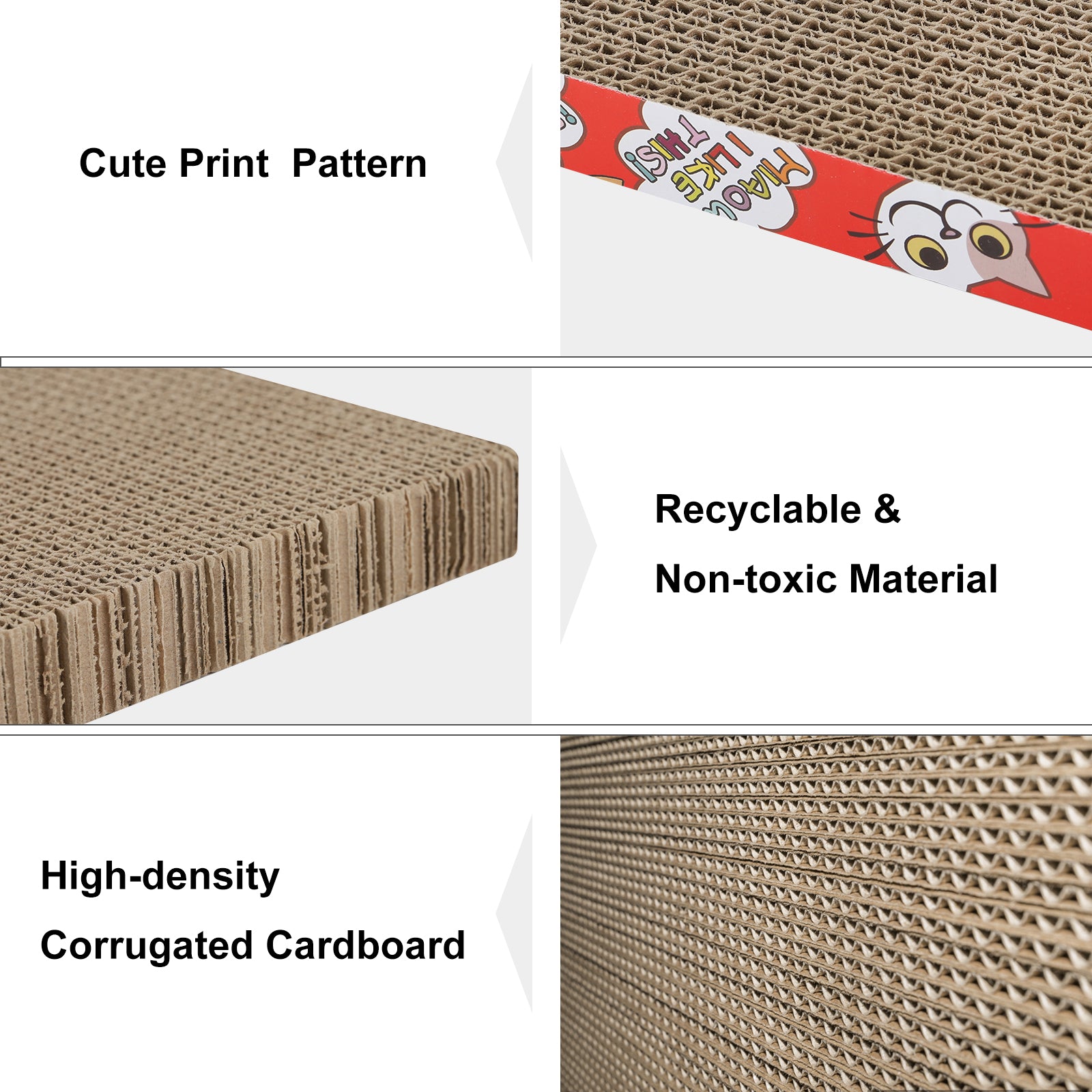 2-Pack Reversible Cat Scratcher Cardboard, Durable Corrugated Scratching Pad & Lounge for Cats