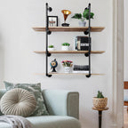 Wall-Mounted Industrial Pipe Brackets for Home and Garage Shelving Decor