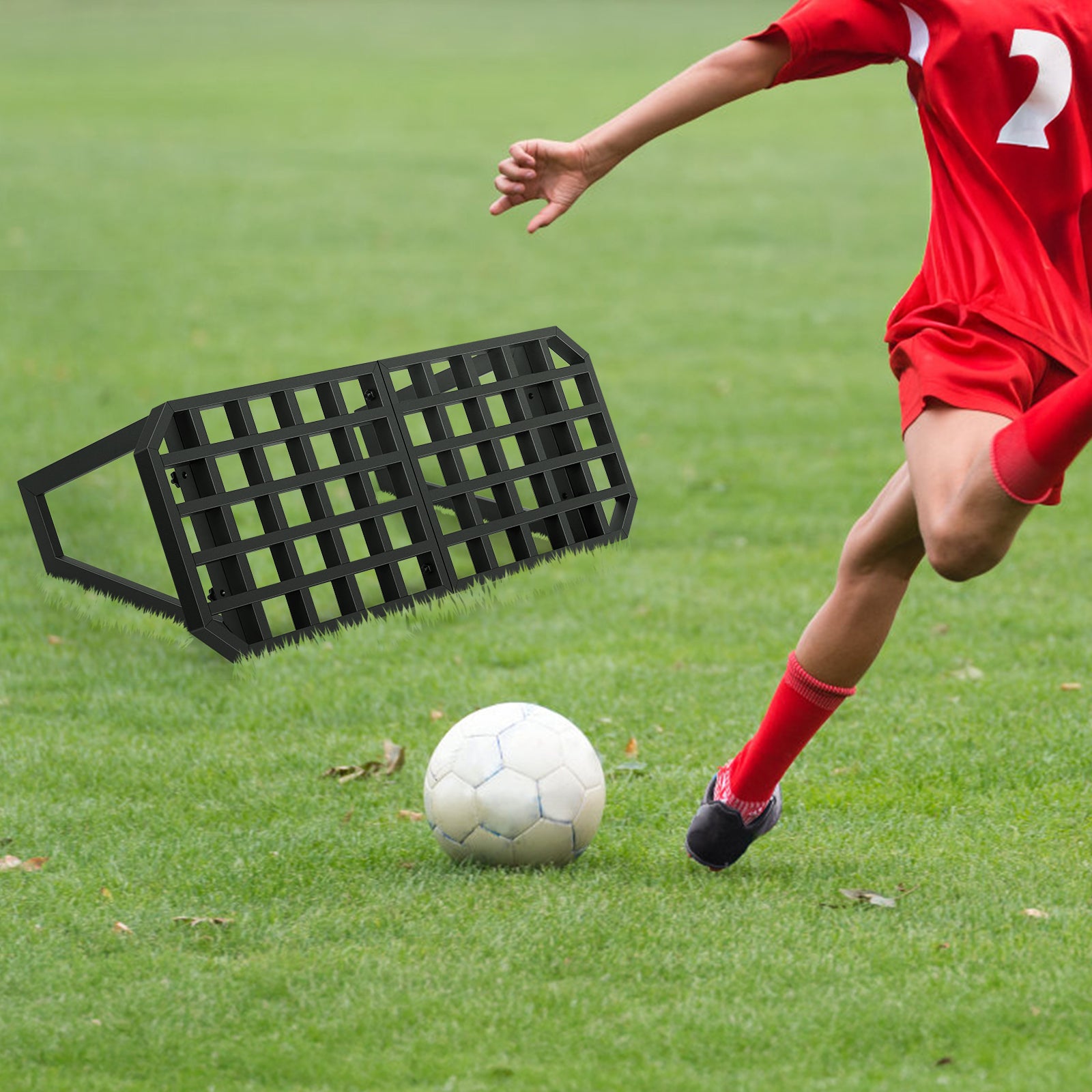 Portable Soccer Rebounder Board with Adjustable Angles Foldable Wall Kick for Control Soccer Back Trainer Soccer Training Equipment for Passing, Shooting, Ball Control, Agility & Reflex Skill Drills,Black