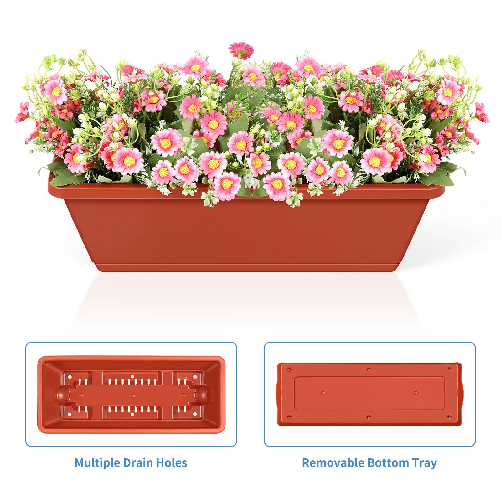 3-Tier Vertical Planter Stand with Drainage, Brick Red Elevated Garden Bed for Growing Herbs, Vegetables, and Flowers Outdoors
