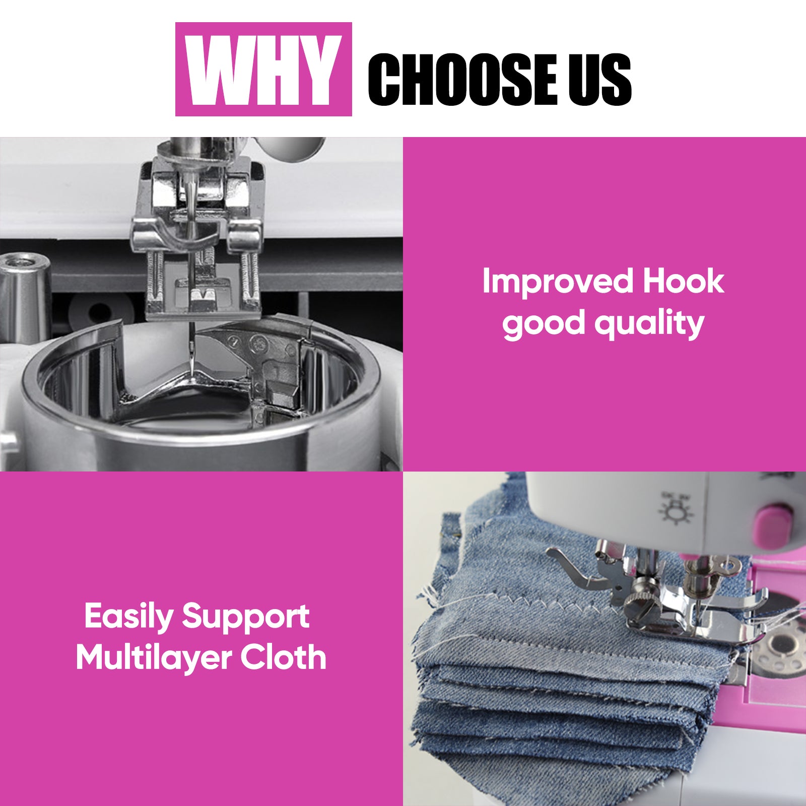 Portable Multi-Functional Sewing Machine - 12 Built-in Stitches & 2 Speeds - Electric Crafting Machine for Adults & Beginners, Pink