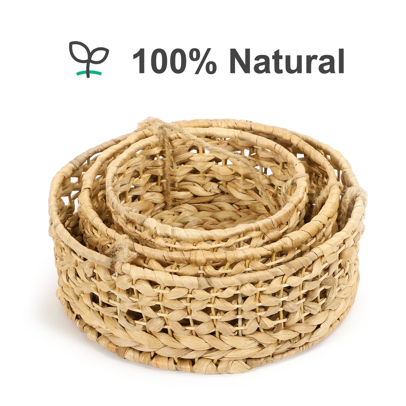 1 piece of 3-layer fruit hanging basket, vegetable storage, natural woven storage basket, seaweed wicker basket storage rack, used for kitchen and living room storage
