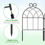 20-Piece Decorative Metal Garden Fence, Interlocking Flower Bed Edging Border, White Retro Design