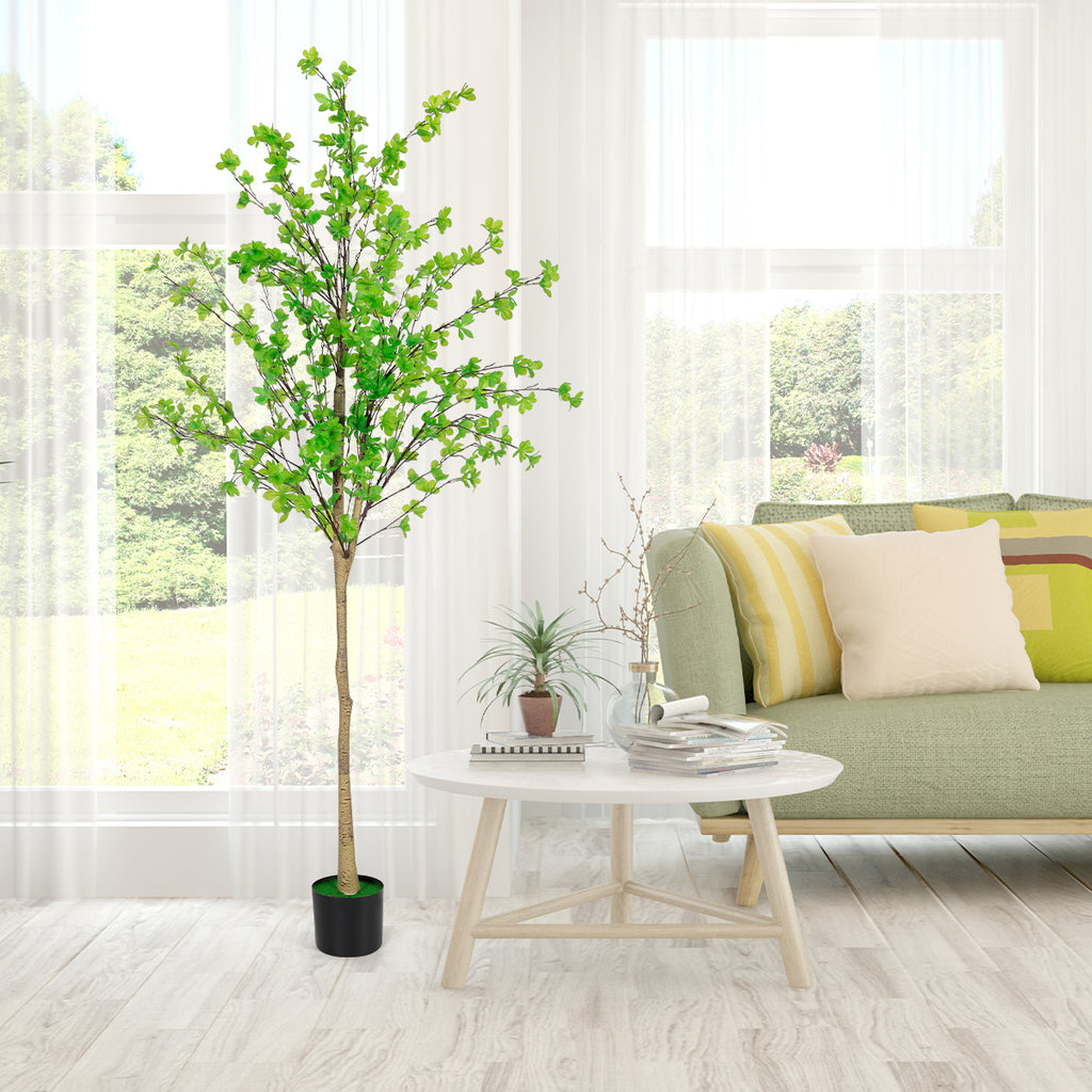 6ft Artificial Olive Tree, Tall Lifelike Faux Olive Tree with Natural Wood Trunk & Silvery Green Leaves for Indoor Home Decor