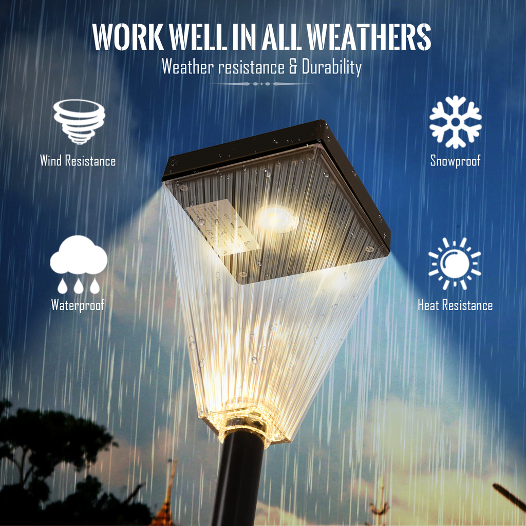 2-Pack Solar Lamp Post Lights, Waterproof Outdoor Solar Pillar Lights for Garden & Yard