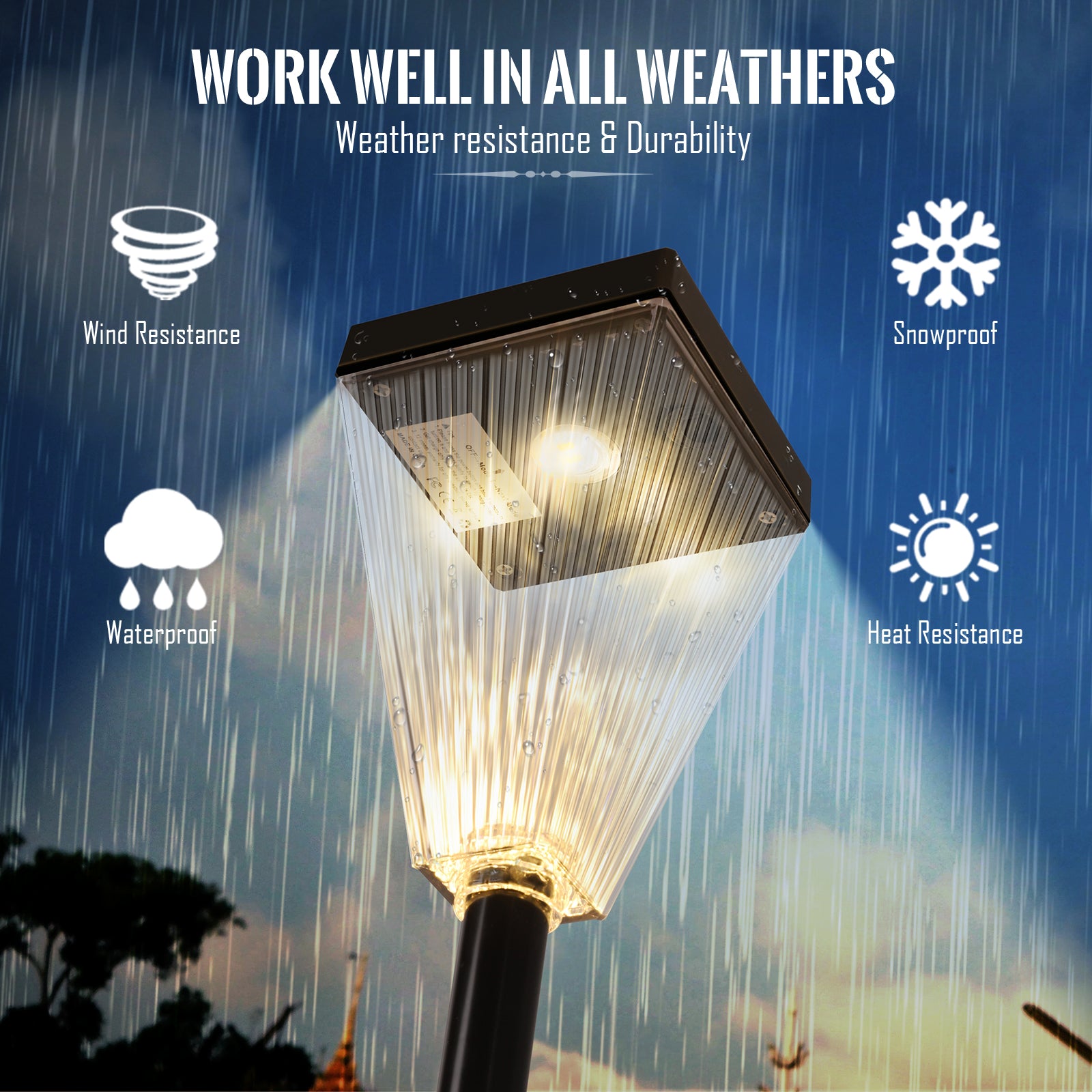 2-Pack Solar Lamp Post Lights, Waterproof Outdoor Solar Pillar Lights for Garden & Yard
