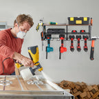 Power Tool Organizer with Wood Shelf, Wall-Mount Drill Holder & Garage Storage Rack for Tool Organization