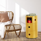 Stylish Plastic Round Nightstand Storage With Drawers & Sliding Doors, Minimalism 3 Tier Bedside Table Lightweight Stackable Cabinet Side Table, End Table, For Living Room And Bedroom, Small Space,