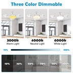 2-in-1 Foldable Ceiling Fan Light with Remote, Dimmable 3 Color Temperature & 3-Speed Airflow, Modern LED Fan Lamp for Bedroom, Living Room, Kitchen, Bathroom, Easy Install, Space-Saving Design for All Seasons