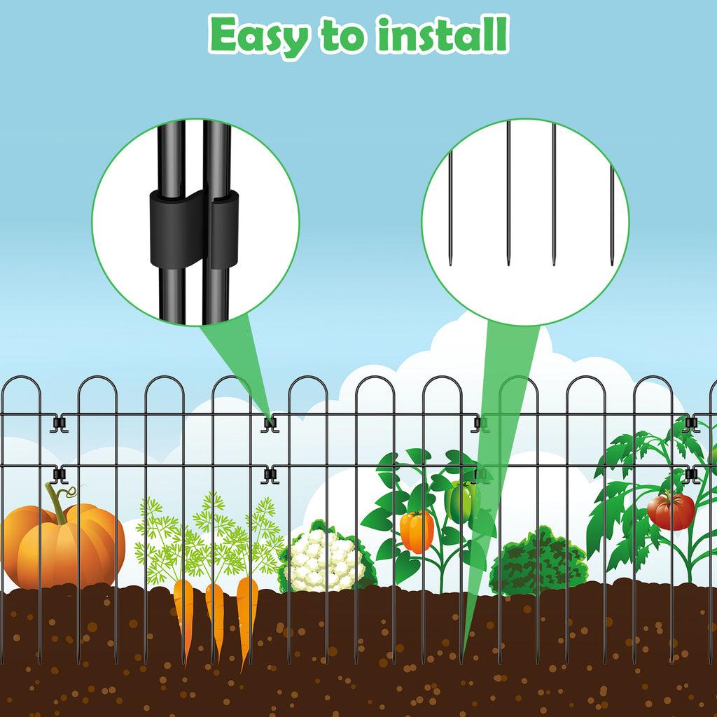 10/20/30 Pack Decorative Garden Fence, 16.5in H Rustproof Metal Wire Animal Barrier for Dogs & Rabbits, Border Fence for Landscaping