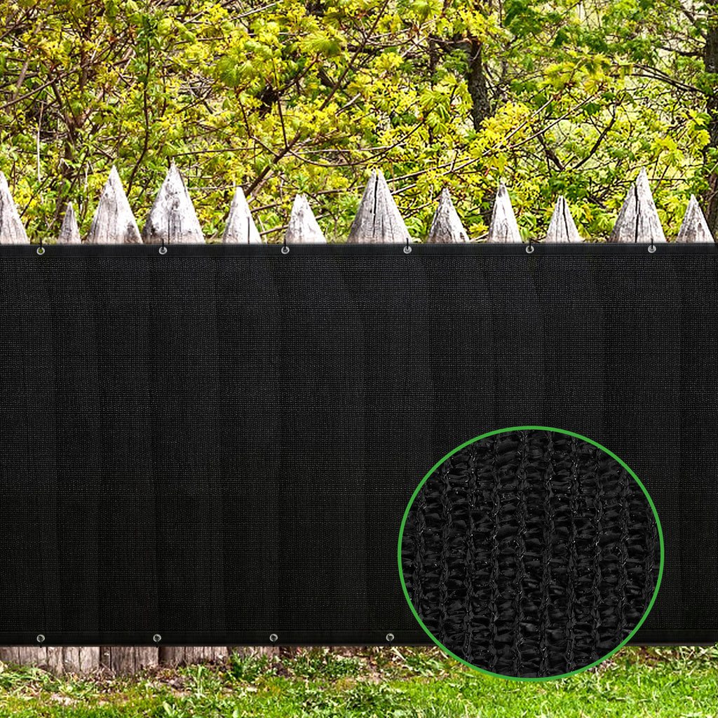 6' x 50' Black Fence Privacy Screen, Heavy-Duty Mesh Windscreen for Backyard & Deck (Zip Ties Included)