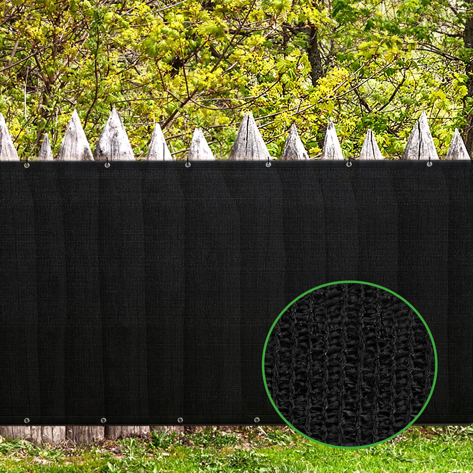 6' x 50' Black Fence Privacy Screen, Heavy-Duty Mesh Windscreen for Backyard & Deck (Zip Ties Included)