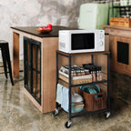 Bedside table - two layers of iron mesh. Three tiered rolling storage table. Sofa small side table. The bedside table is black. Suitable for bedrooms, living rooms, and small spaces.