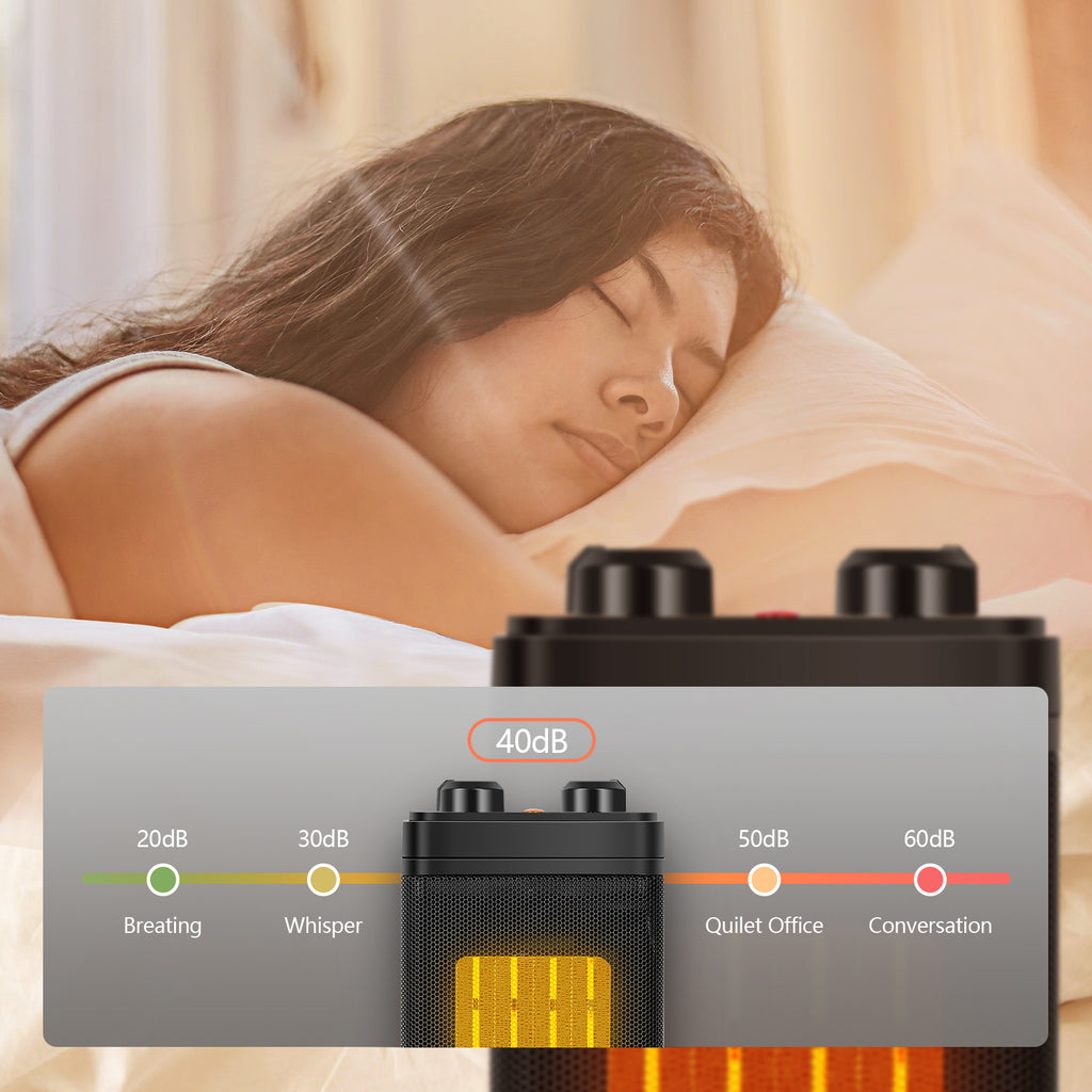 1500W Oscillating Ceramic Room Heater with Adjustable Thermostat and Safety Features for Home or Office