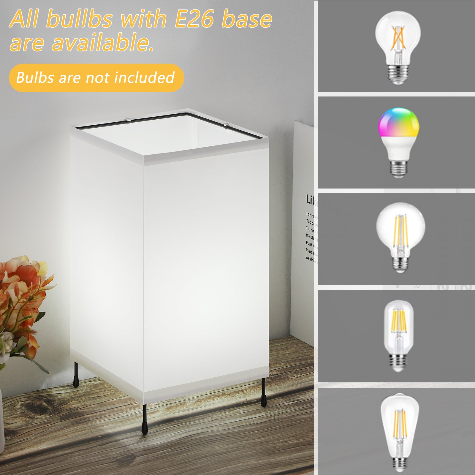 Modern White Fabric Table Lamps (Set of 2)， Small Cute Desk Lamps for Study Room.