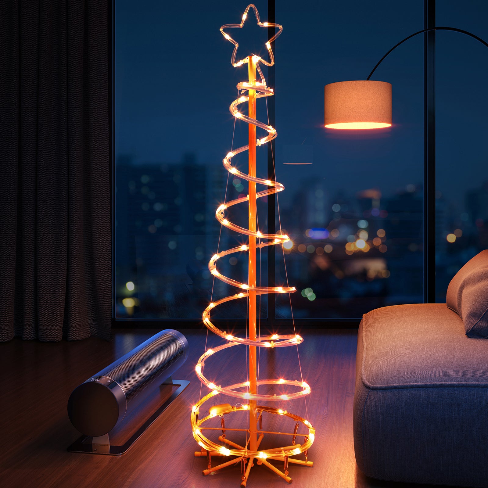 4ft Spiral LED Christmas Tree Outdoor Decorations - 16 Color Changing w/ Remote & Timer