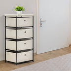 4-Drawer White Fabric Chest - Storage Organizer Unit for Closets, Bedroom & Dorm