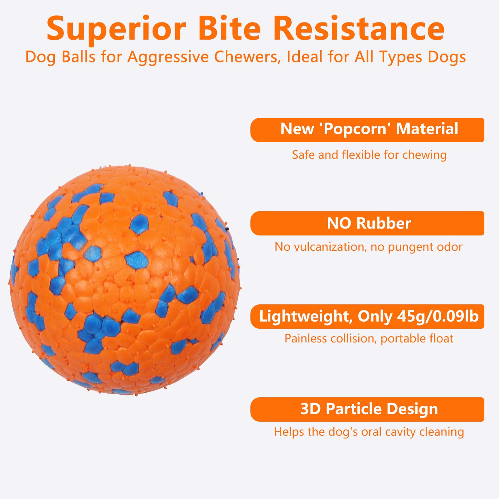 Dog Balls for Aggressive Chewers - High Elasticity Rubber Fetch Toy for Large/Medium Dogs