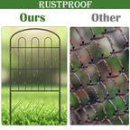 27-Pack Decorative Garden Fence & Animal Barrier - Rustproof Metal Wire No-Dig Fencing for Dogs & Rabbits, Outdoor Flower Bed Border, Black