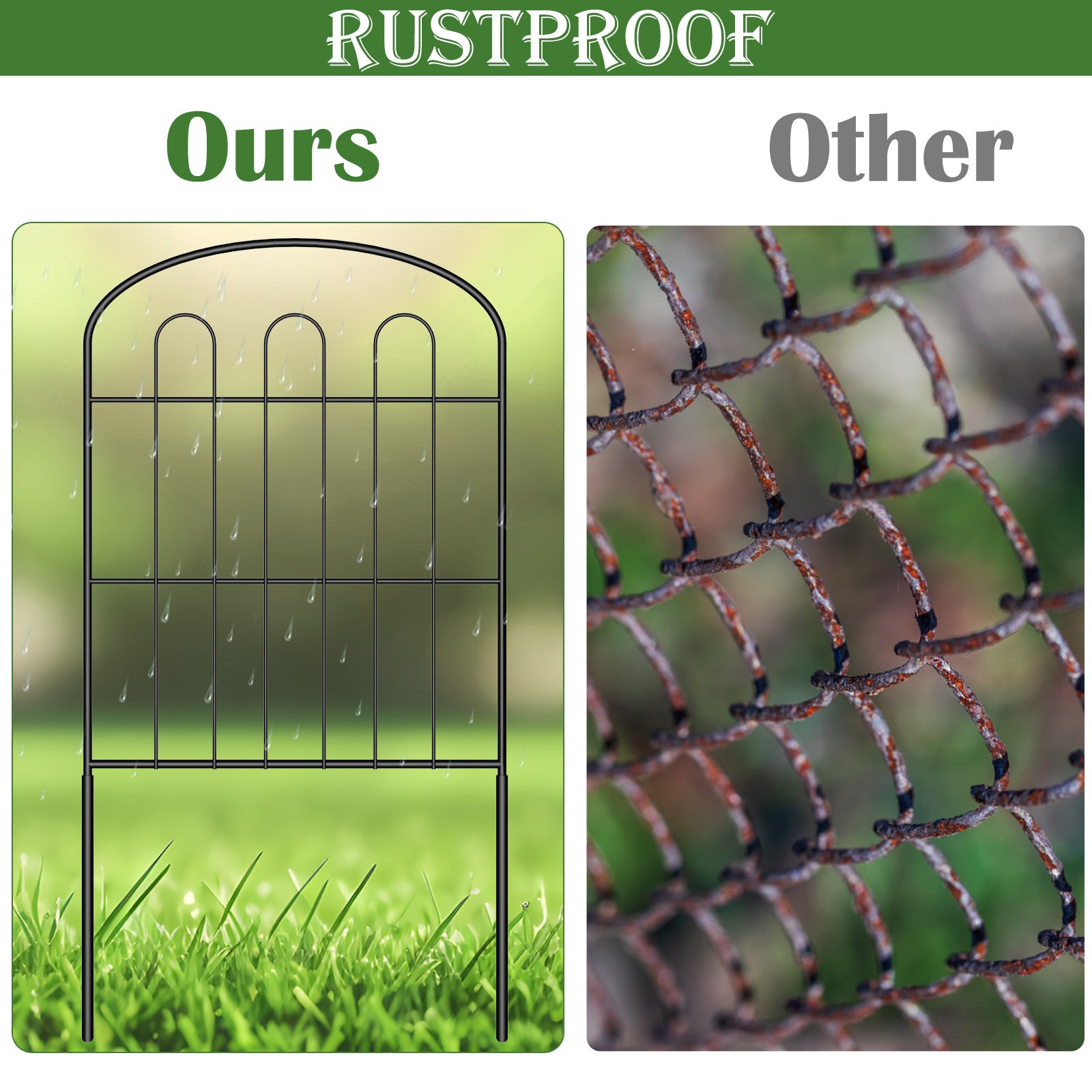 27-Pack Decorative Garden Fence & Animal Barrier - Rustproof Metal Wire No-Dig Fencing for Dogs & Rabbits, Outdoor Flower Bed Border, Black