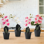 4-Pack Mini Artificial Orchid Potted Flowers, Phalaenopsis Faux Silk Floral Decor for Office Desk & Wedding Table