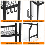 Iron & Oak 3-Tier Over-the-Toilet Organizer | Industrial Space-Saving Bathroom Station with Integrated Paper Holder