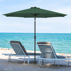 9ft Solar Powered Outdoor Umbrella -Tiltable Patio Market Umbrella with Crank, Green