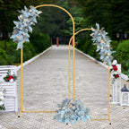 2-Piece Gold Wedding Arch Set (5ft/6ft), Nested Metal Backdrop Stands for Party & Event Decor