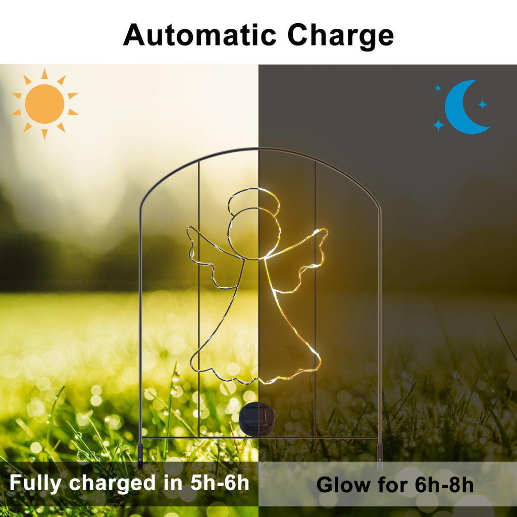 10-Pack Solar Outdoor Garden Fence Lights - 10FT Waterproof Landscape Path Lights with Holiday Patterns