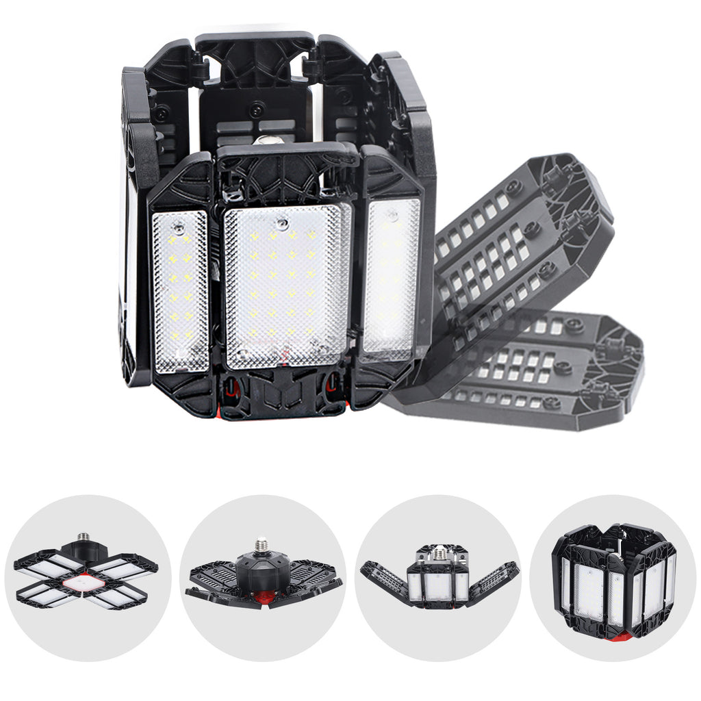 2 Pack LED Garage Lights, 180W Deformable Best Ceiling Shop Lights, 228 LED Lamp Bead Light, 20000LM LED Light 6500K Garage Lighting with 12 Adjustable Panels Bulb for Basement