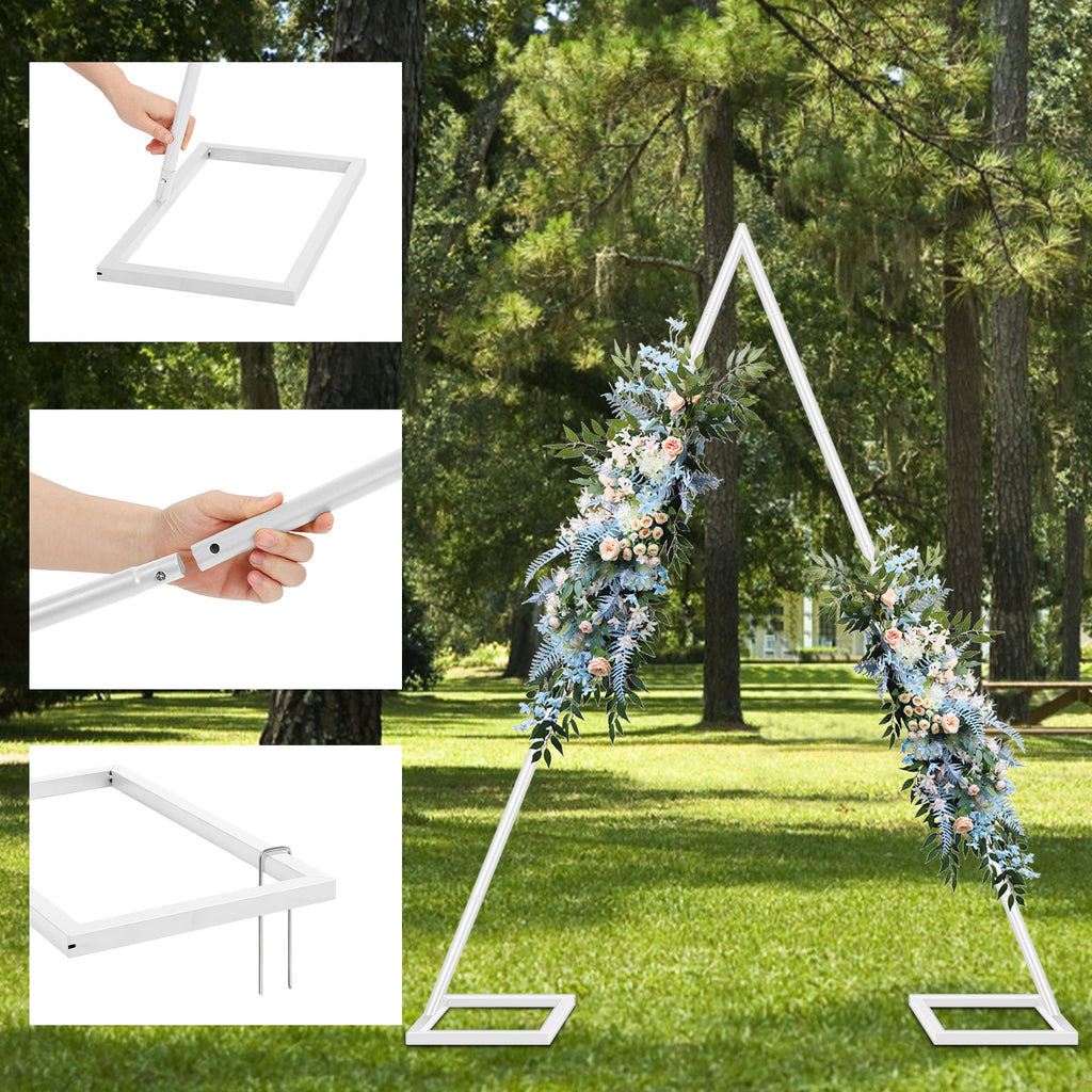 Metal Arch Backdrop Stand, 8.4FT Triangular Wedding Arch Stand, Balloon Arch Stand for Ceremony Birthday Decorations, Graduation Ceremony Photo Booth Background Supplies, Garden Arbor Decoration