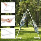 Metal Arch Backdrop Stand, 8.4FT Triangular Wedding Arch Stand, Balloon Arch Stand for Ceremony Birthday Decorations, Graduation Ceremony Photo Booth Background Supplies, Garden Arbor Decoration
