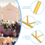 Gold Metal Arched Backdrop Frame Set of 3, Heights 4ft, 5ft, and 6ft, Triple Piece Floral and Balloon Display Stand for Wedding Ceremony, Anniversary Party, and Photography Backgrounds