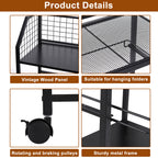 3 Tier Rolling File Cart with Hanging File Folders, Desk Organizer, File Organizer for Desk, Mobile File Cabinet on Lockable Wheels, Under Desk Storage for Home Office School