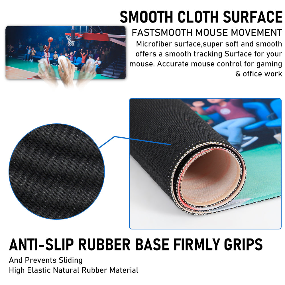 3-Piece Gaming Mouse Pad Set - Basketball Theme, Extended Desk Mat with Matching Mouse Pad & Coaster