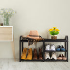 Industrial Shoe Rack Bench with Mesh Shelves - Entryway Storage Bench for Hallway & Mudroom, Black