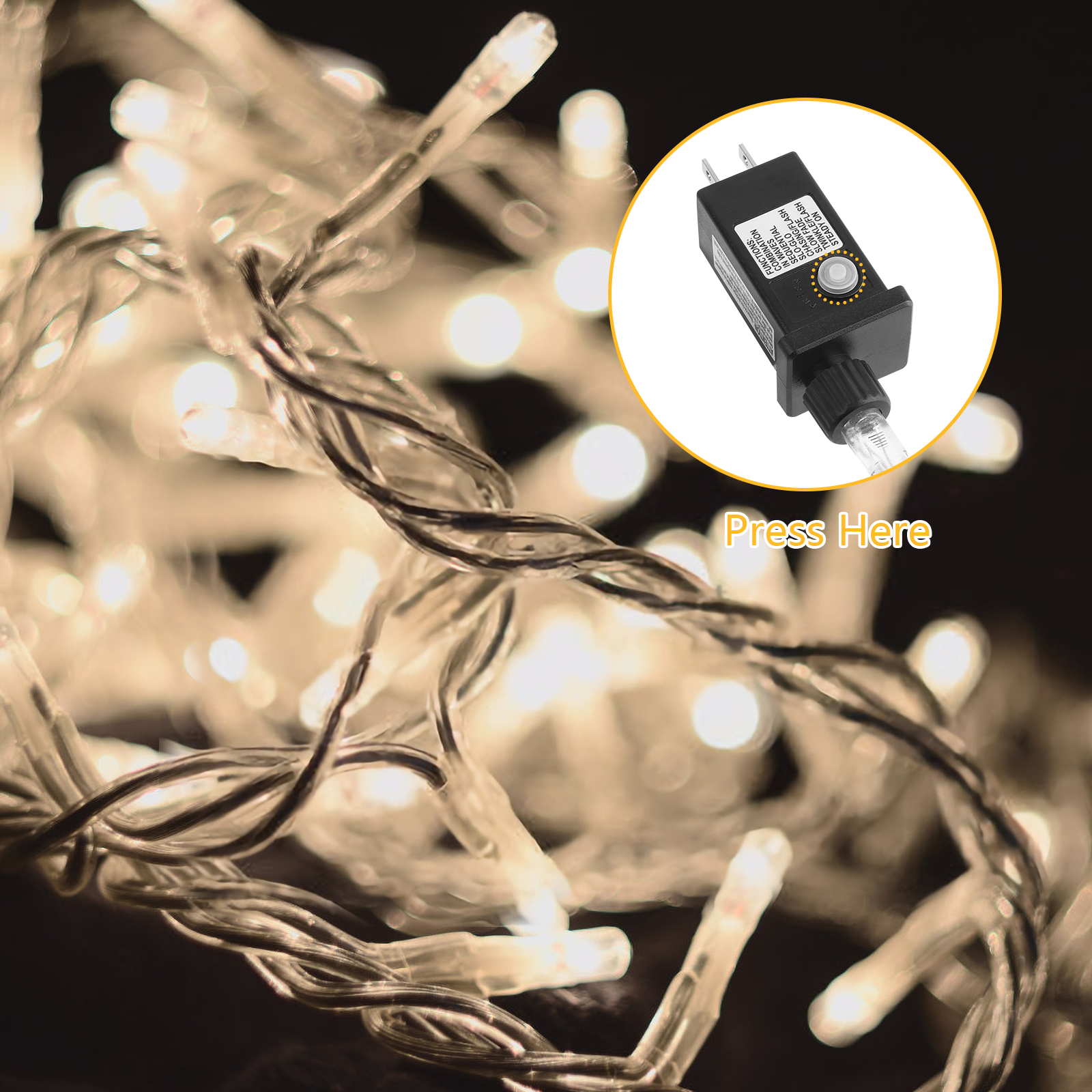 Remote Control Waterfall String Lights - Plug-in White LED Meteor Shower Lights for Outdoor Decor