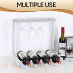 Wine glass holder, off-white tinge, table top, free-standing floor stand, countertop wooden wine glass holder, holds 4 glasses of wine and 4 glasses, small display stand