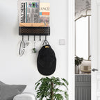 Wall Mounted Key & Mail Holder Set of 2 - Decorative Metal Entryway Organizer with 5 Hooks, Black