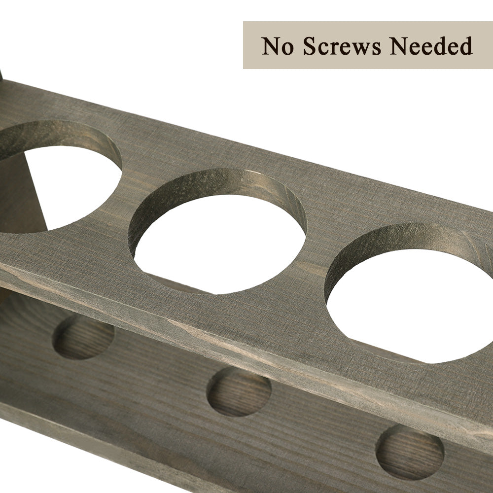 Countertop 4-Bottle Wood Wine Holder, Pre-Assembled Bottle Display Stand for Kitchen Cabinets and Home Bars