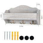Wall Mount Shelf with 3 Hooks Storage Organizer for Kitchen Entryway Bedroom Bathroom