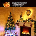 Solar Copper Wire Fairy String Lights, 200 LED 8 Lighting Modes Warm White Waterproof Solar Powered Fairy Lights, Outdoor Garden Patio Yard Christmas Wedding Party Decorative Lights