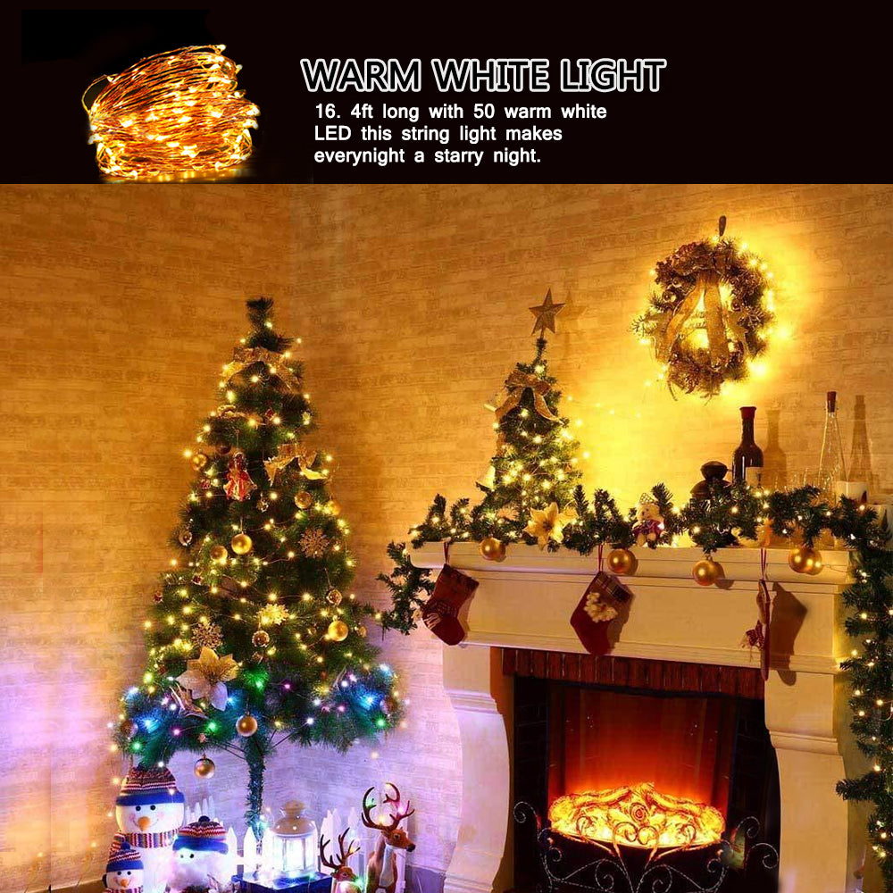 Solar Copper Wire Fairy String Lights, 200 LED 8 Lighting Modes Warm White Waterproof Solar Powered Fairy Lights, Outdoor Garden Patio Yard Christmas Wedding Party Decorative Lights