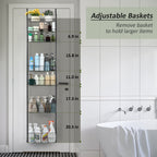 8-Tier Over The Door Pantry Organizer, Heavy-Duty Metal Spice Rack with Adjustable Large Baskets, Space-Saving Hanging Storage for Kitchen, Bathroom & Closet,
